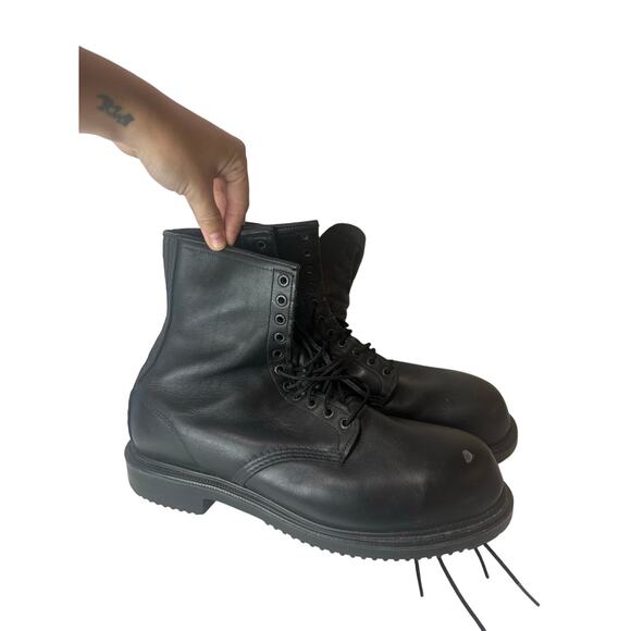 Red Wing 4473 Firefighter Boots Men’s Sz 14 Black Logger Combat Work - Toe scuff - Picture 1 of 9